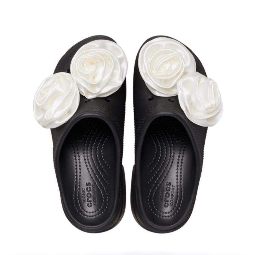 🌸NEW SIREN CLOG CROCS Rossette Black Women’s Size 8 With Tags. - Picture 9 of 11